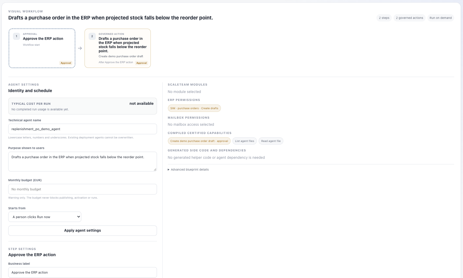 Visuele workflow van een agent in Agent Builder